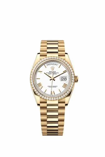 Rolex Day-Date 36 Yellow Gold Diamond / White - Roman / President 128348RBR-0064 (m128348rbr-0064)